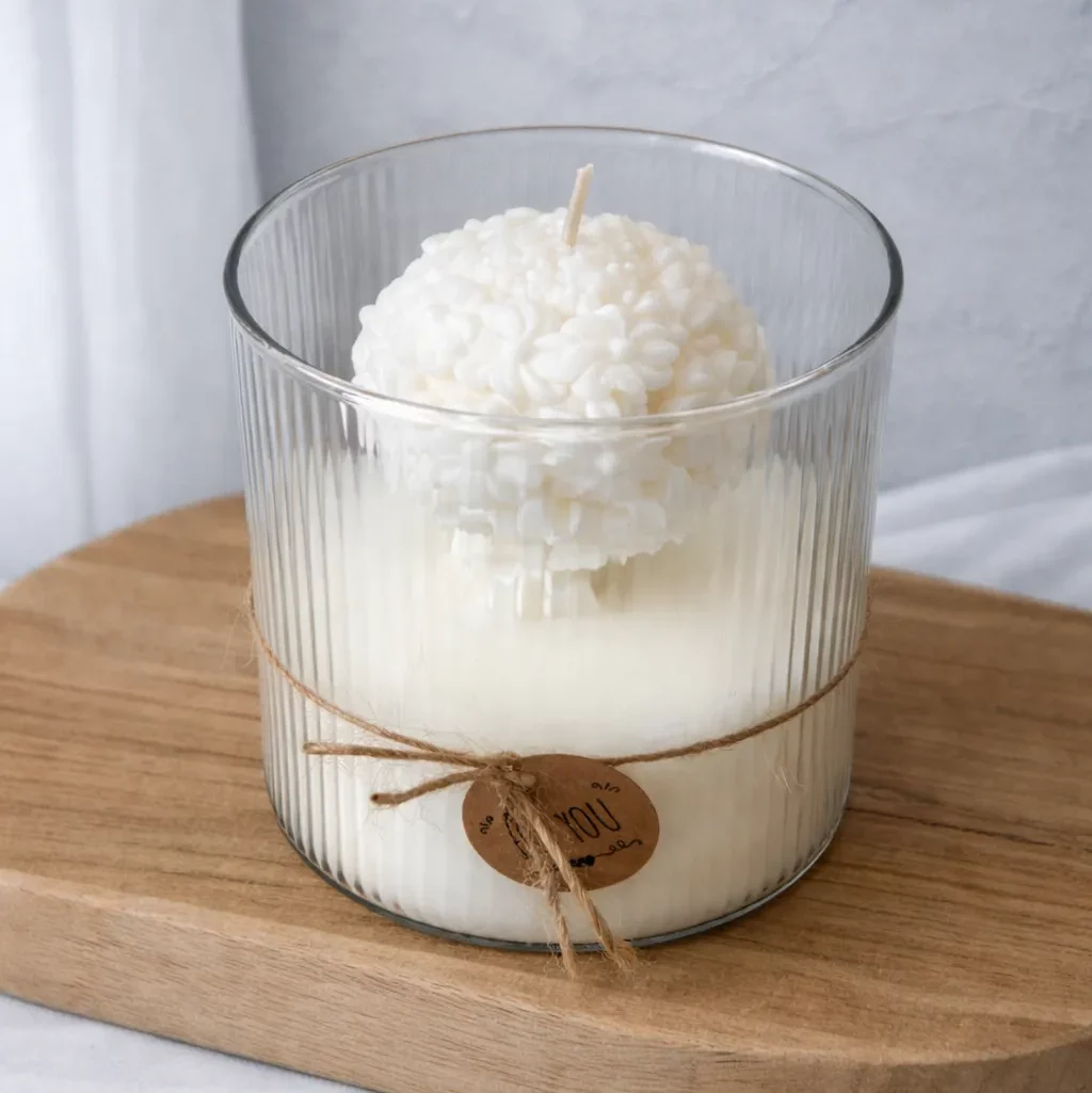 Świeca sojowa w szkle ryflowanym Stokrotki